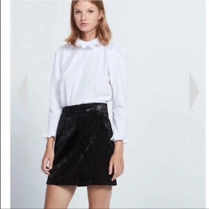 Sandro black  crushed velvet mini skirt